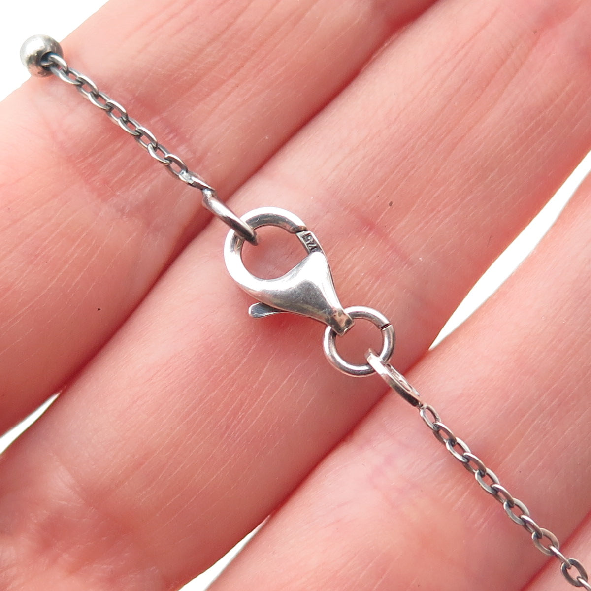 925 Sterling Silver Vintage Italy Modernist Disc Beaded Chain Necklace 16"