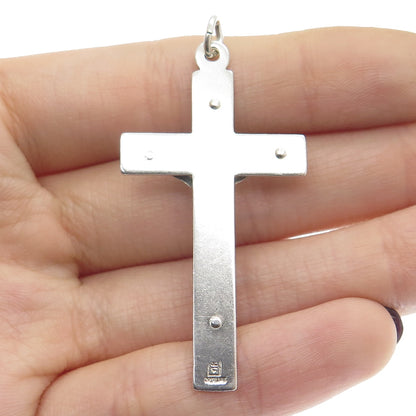 925 Sterling Silver Antique Art Deco Crucifix Cross Religious Pendant