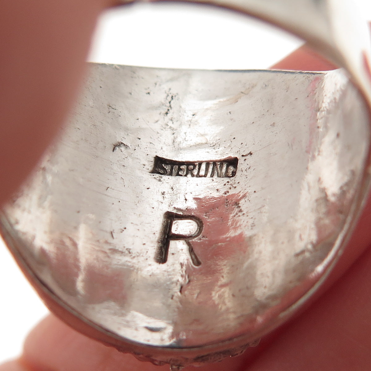 Rex Abeita Navajo Old Pawn 925 Sterling Vintage Ring Size 10.75 (missing stones)