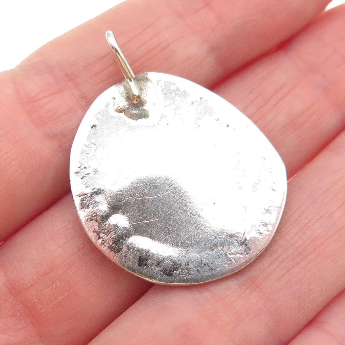 Old Pawn 925 Sterling Silver Vintage Southwestern Turquoise Tribal Charm Pendant