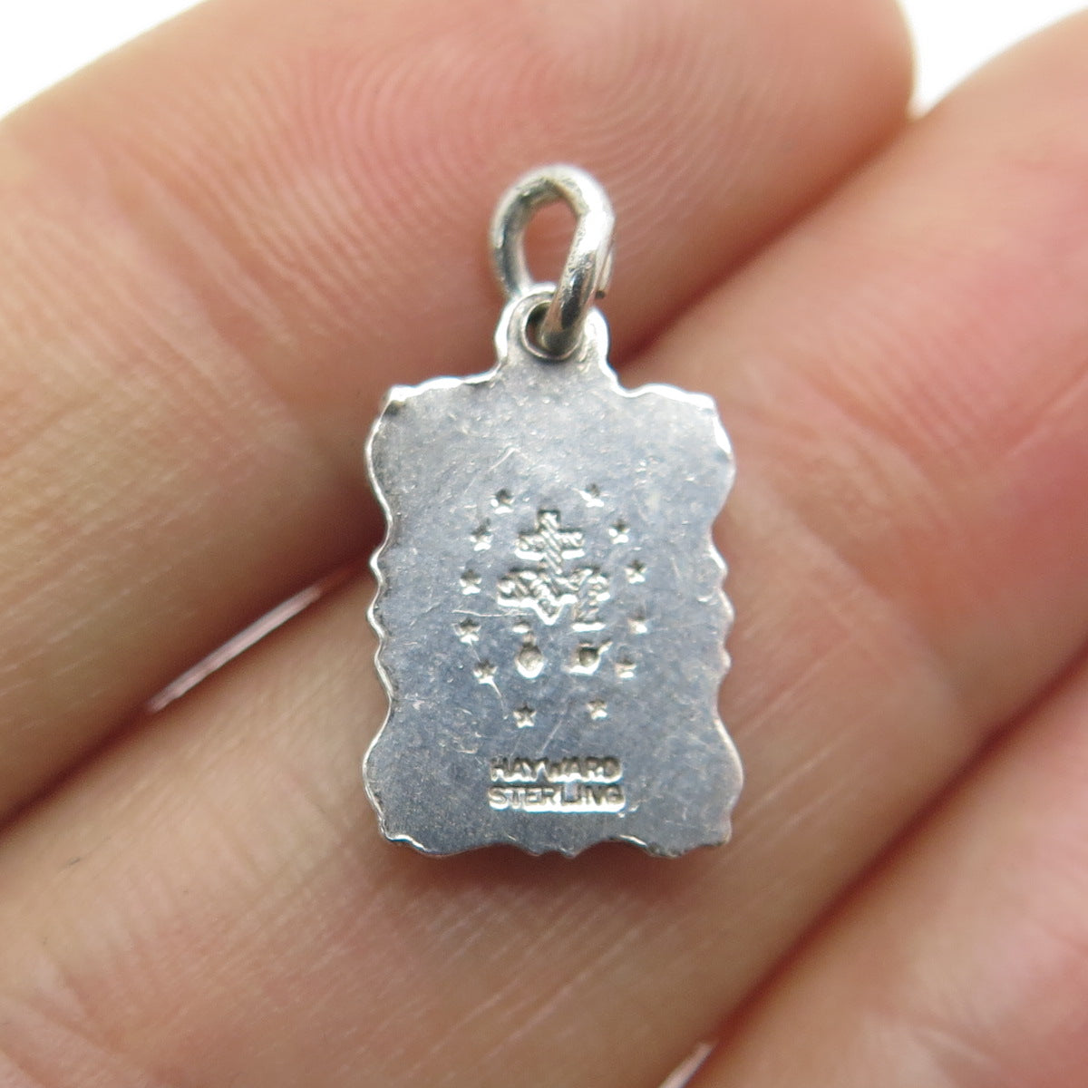 HAYWARD Sterling Silver Antique St. Mary Miraculous Religious Minimalist Pendant