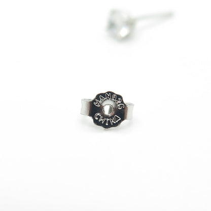 HAN 925 Sterling Silver Round-Cut Shaped C Z Stud Earrings