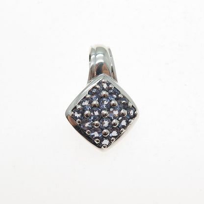 CHUCK CLEMENCY 925 Sterling Silver Real Round-Cut Iolite Mini Charm Pendant