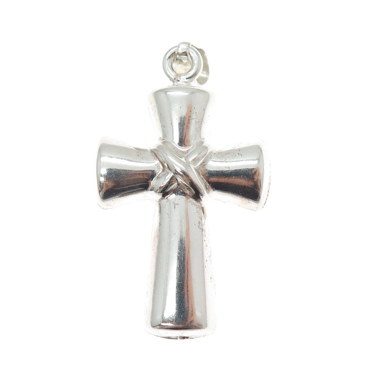 925 Sterling Silver Vintage Italy Cross Religious 3D Charm Pendant