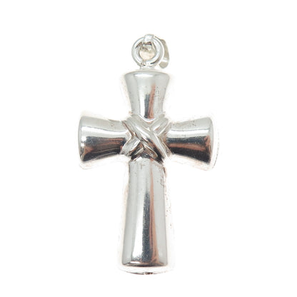 925 Sterling Silver Vintage Italy Cross Religious 3D Charm Pendant
