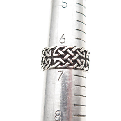 925 Sterling Silver Vintage Celtic Oxidized Band Ring Size 6.75