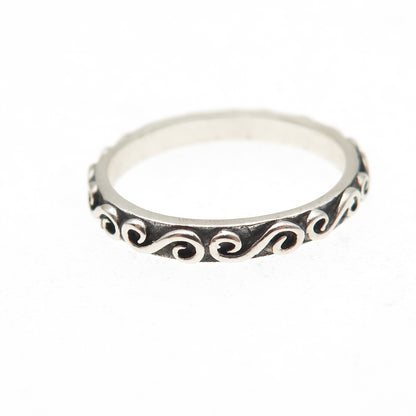 925 Sterling Silver Vintage Swirl Oxidized Stackable Band Ring Size 5