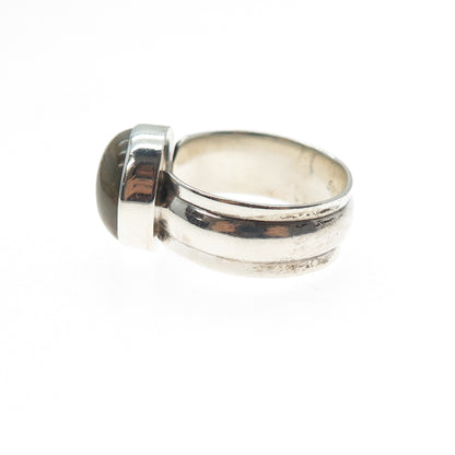 925 Sterling Silver Vintage Real Jasper Modernist Ring Size 8