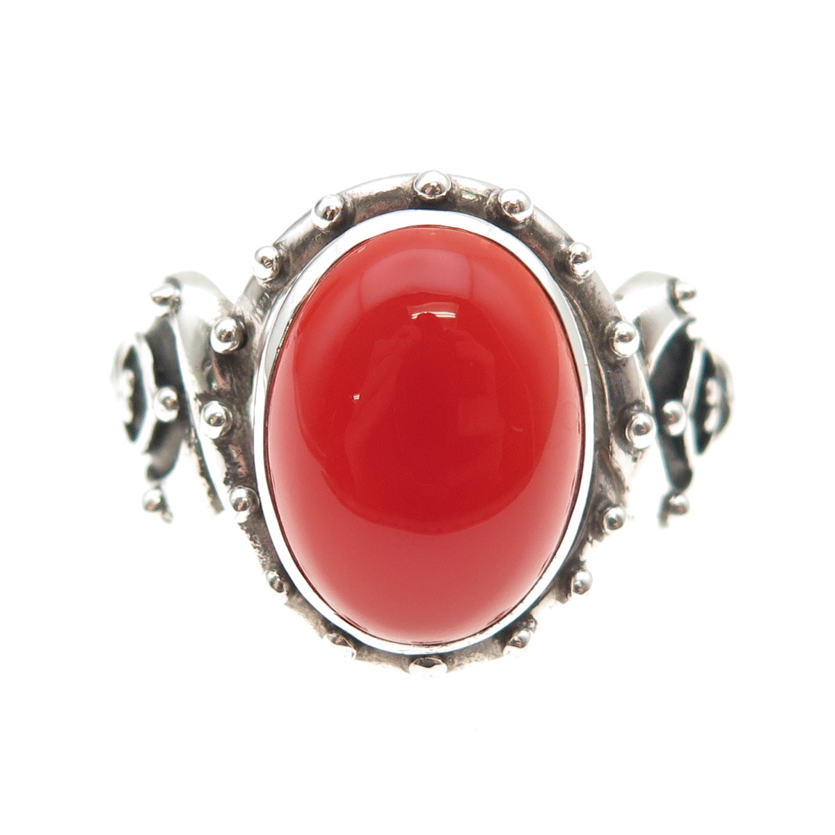 Doug Paulus 925 Sterling Silver Vintage Real Carnelian Oxidized Ring Size 10.25