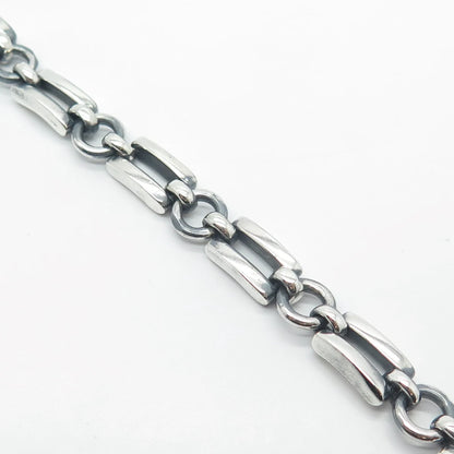 925 Sterling Silver Vintage P.R. EX Bar Link Bracelet 6.75"