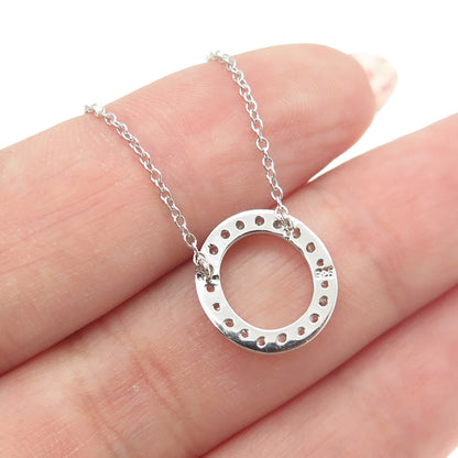 925 Sterling Silver Round-Cut C Z Oval Circle Cable Chain Necklace 18-20"