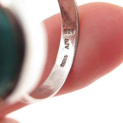 925 Sterling Silver Vintage Real Kingman Turquoise Modernist Ring Size 9.25