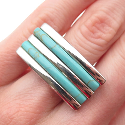 ATI Annika Witt Sterling Silver Vintage Real Turquoise Modernist Ring Size 5.75