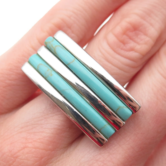 ATI Annika Witt Sterling Silver Vintage Real Turquoise Modernist Ring Size 5.75