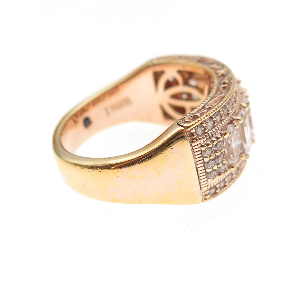 Vanna K 925 Sterling Silver Gold Plated Blue & White C Z Ring Size 9