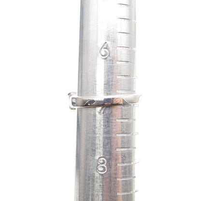 925 Sterling Silver Vintage Real Emerald-Cut Amethyst Round-Cut C Z Ring Size 7