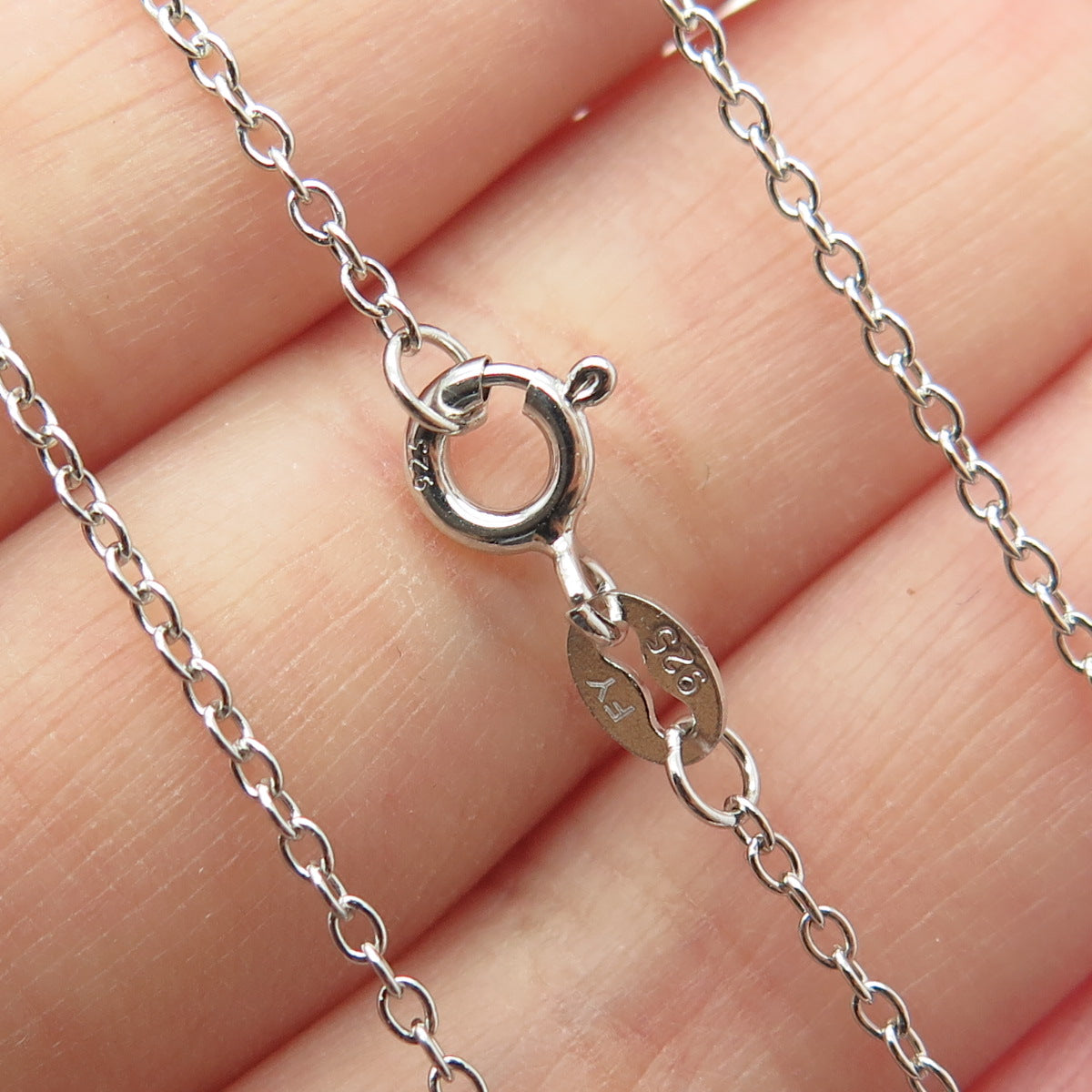 925 Sterling Silver Real Pearl & White Topaz Cable Chain Necklace 18"