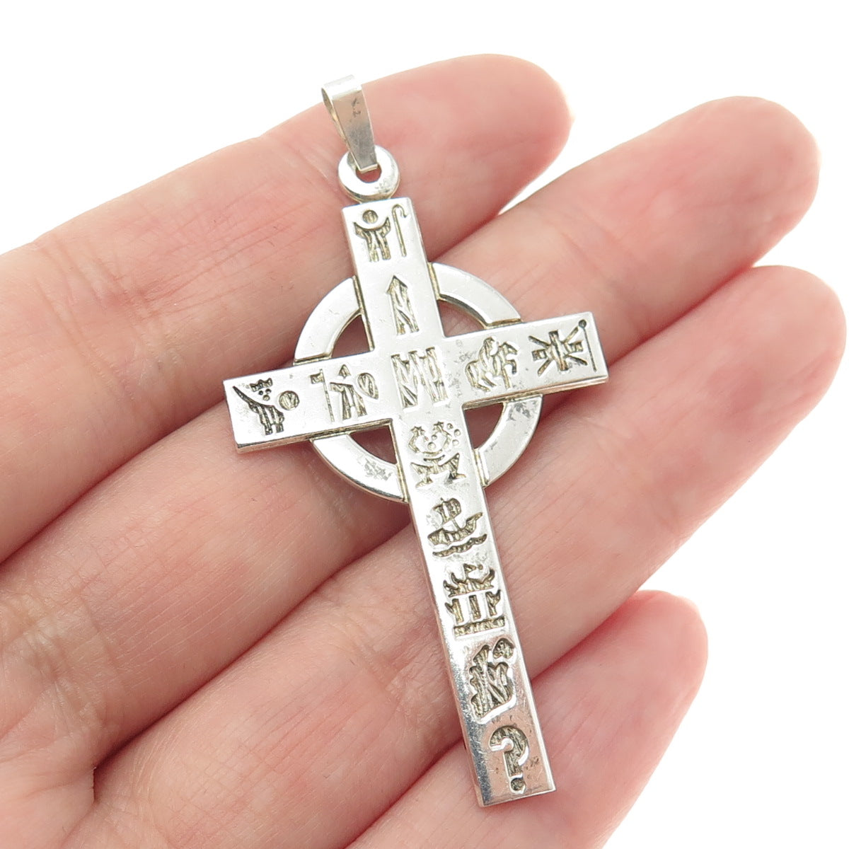 SOLVAR 925 Sterling Silver Vintage Dublin Viking Cross Pendant