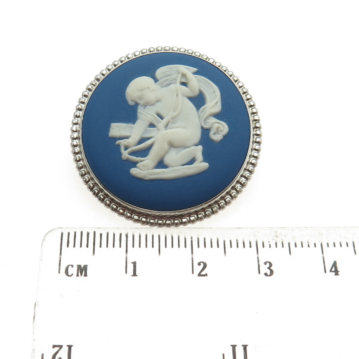WEDGWOOD 925 Sterling Silver Vintage England Cameo Cupid Pin Brooch #76