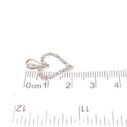 925 Sterling Silver Real Round-Cut Diamond Heart Mini Charm Pendant