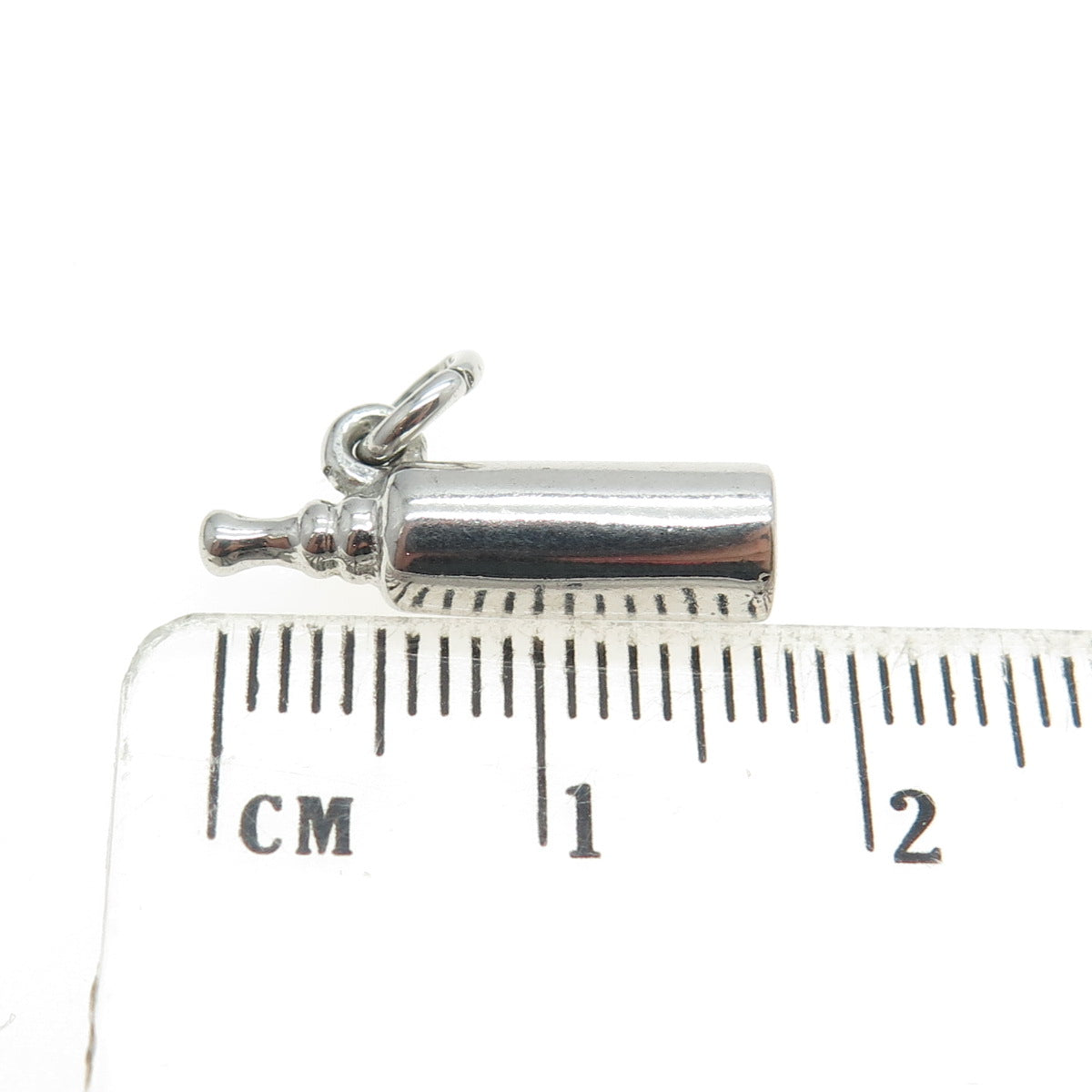 925 Sterling Silver Antique Art Deco Baby Bottle Minimalist 3D Charm Pendant