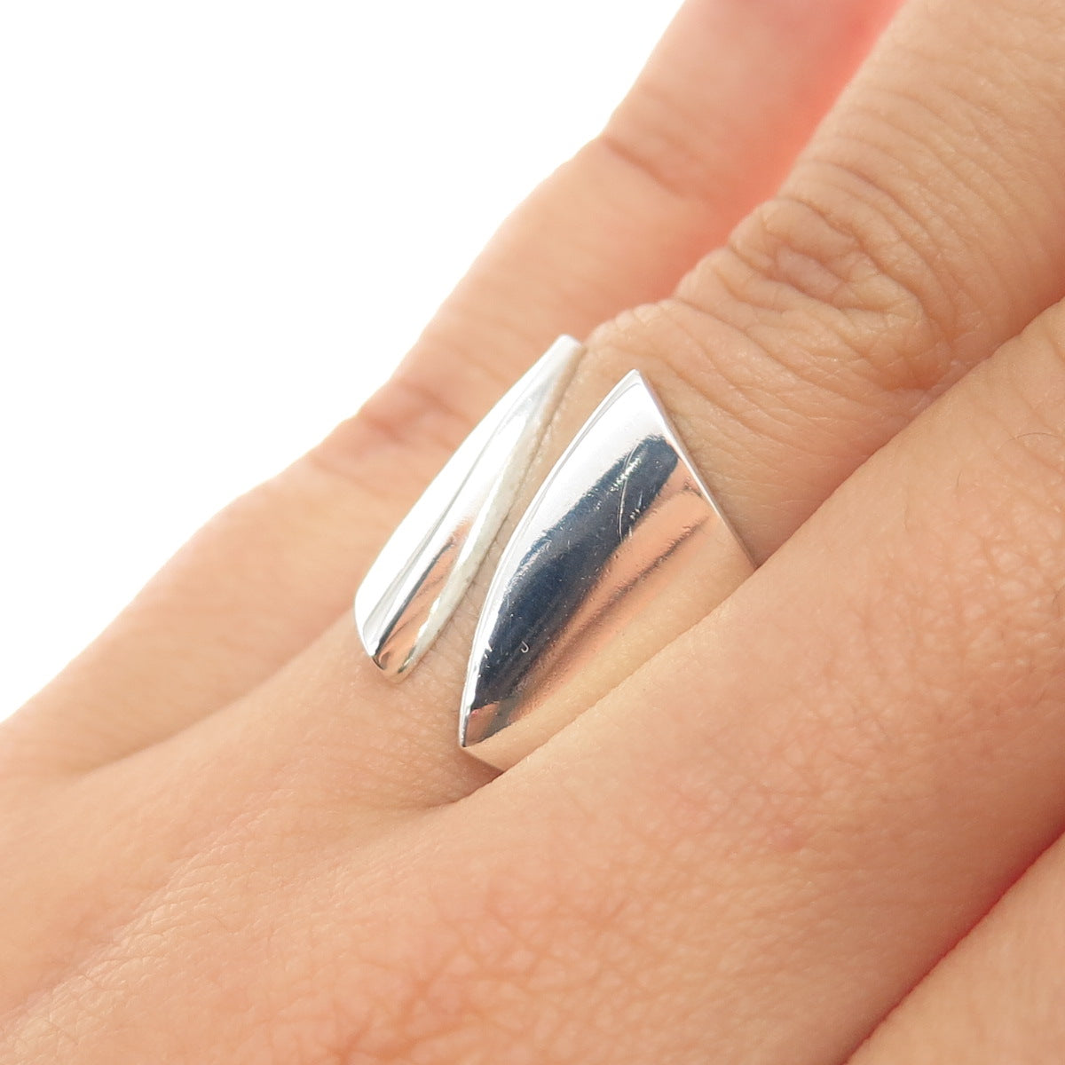 925 Sterling Silver Vintage Modernist Adjustable Ring Size 6.75