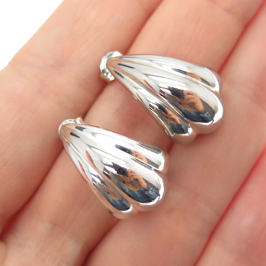 925 Sterling Silver Vintage Modernist Seashell Hoop Earrings