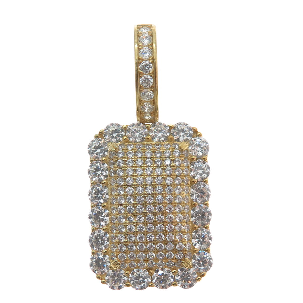 DESIGNS BY YAGI 925 Sterling Gold Plated Round-Cut Shaped C Z Sparkle Pendant