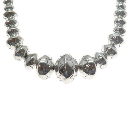 Old Pawn 925 Sterling Silver Vintage Navajo Pearl Graduated Beads Necklace 24"