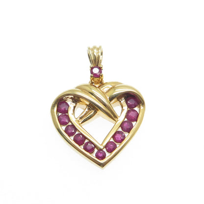 DANBURY MINT 925 Sterling Silver Gold Plated Real Ruby Heart Minimalist Pendant