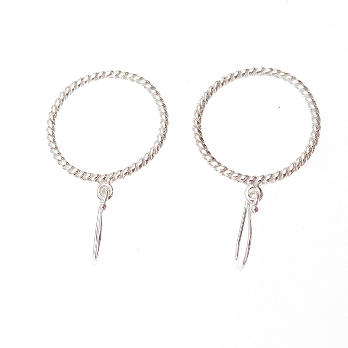 925 Sterling Silver Twisted Circle Dangle Earrings