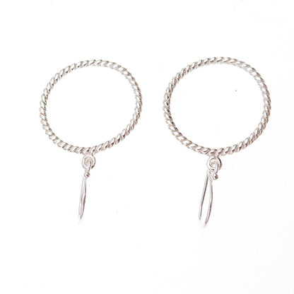 925 Sterling Silver Twisted Circle Dangle Earrings