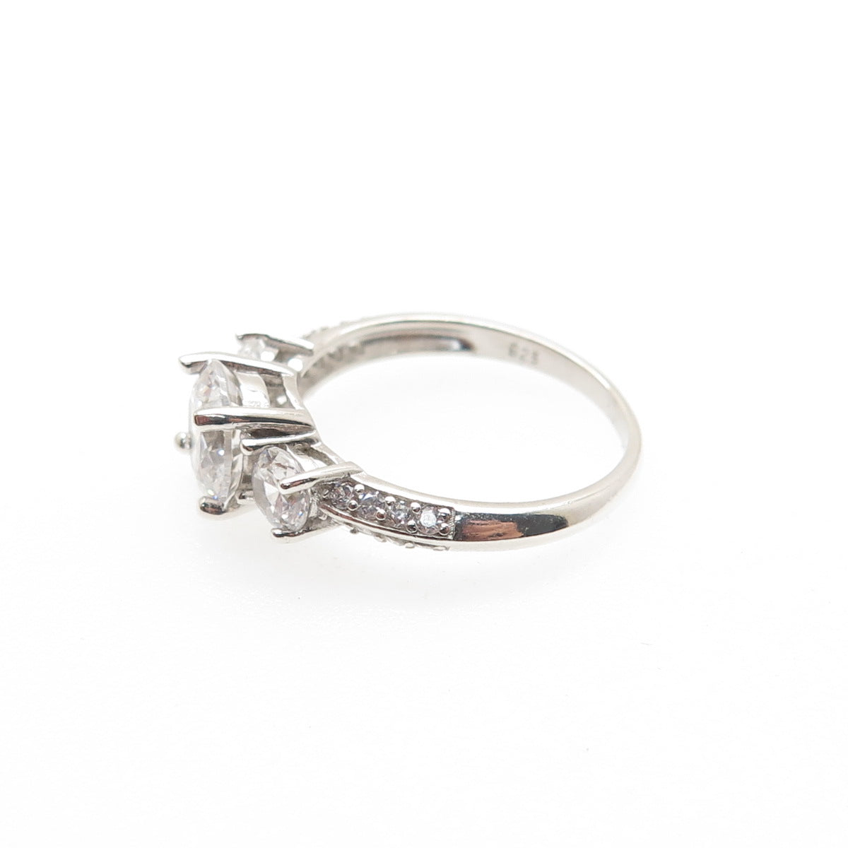 925 Sterling Silver Round-Cut C Z Engagement Ring Size 5.75