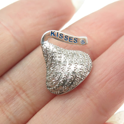 925 Sterling Silver Enamel Real Round-Cut Diamond Hershey's Kisses Pendant