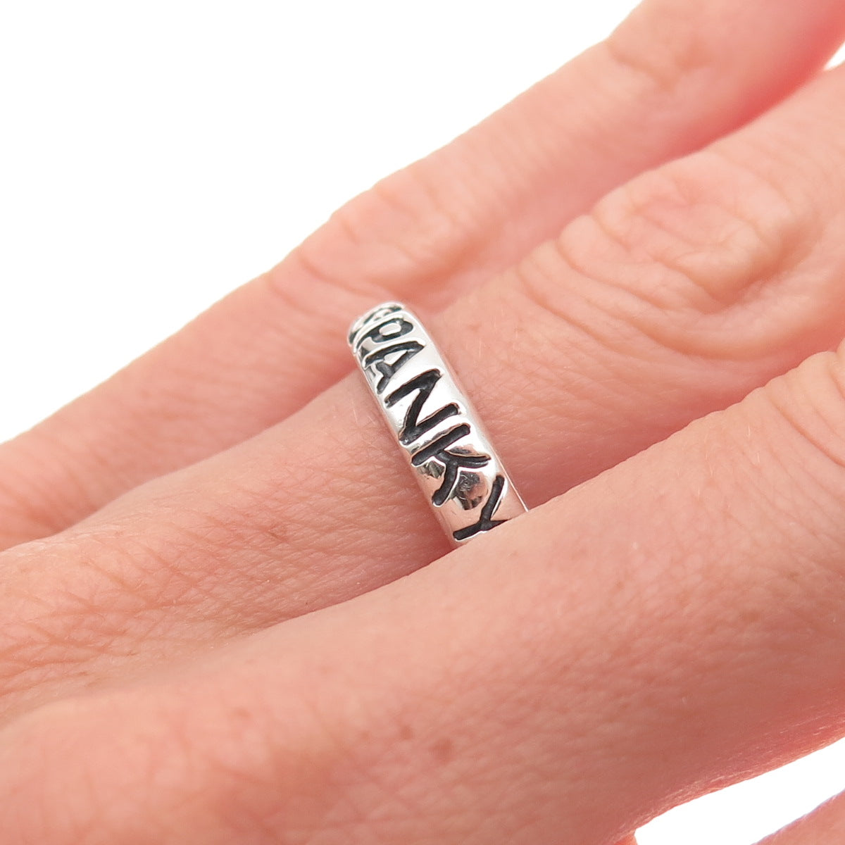 925 Sterling Silver Vintage Spanky Oxidized Band Ring Size 6