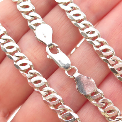 925 Sterling Silver Vintage Italy Double Curb Chain Necklace 18"