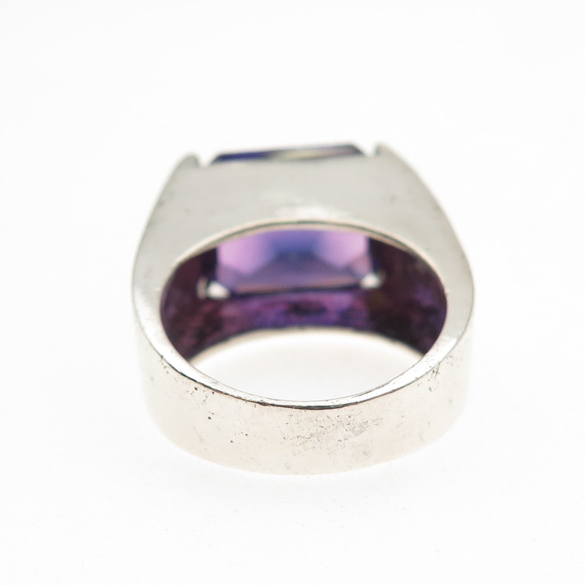 925 Sterling Vintage Lab-Created Peacock Sapphire Modernist Ring Size 7.25