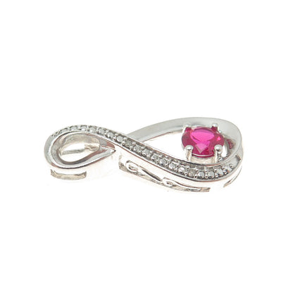 925 Sterling Silver Real Diamond Accent Lab-Created Ruby Infinity Slide Pendant