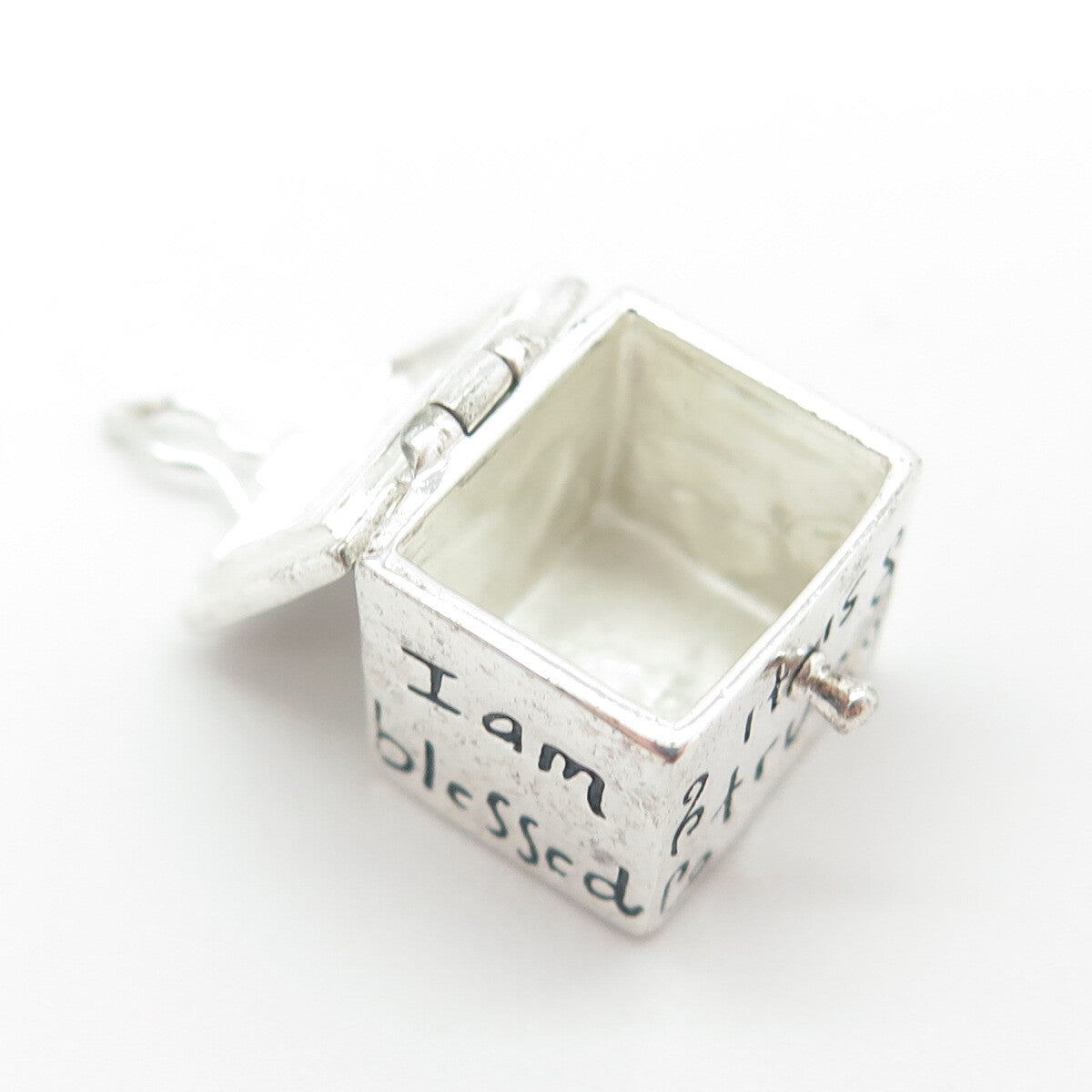 925 Sterling Vintage It's True I'm Blessed To Have You In My Heart Box Pendant