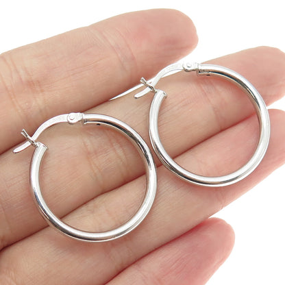 925 Sterling Silver Tube Hoop Earrings