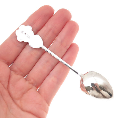925 Sterling Silver Antique Chinese Fortune & Longevity Bamboo Coffee Spoon