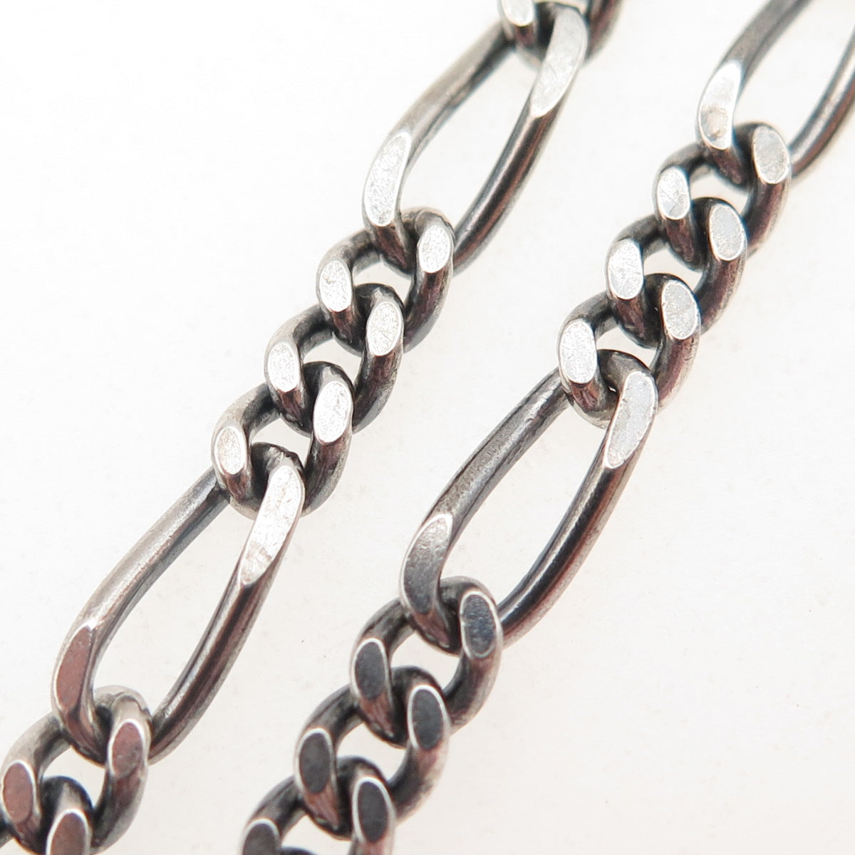 925 Sterling Silver Vintage Italy Figaro Chain Oxidized Necklace 24"