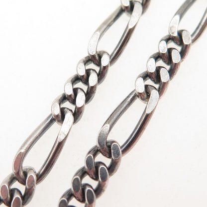 925 Sterling Silver Vintage Italy Figaro Chain Oxidized Necklace 24"