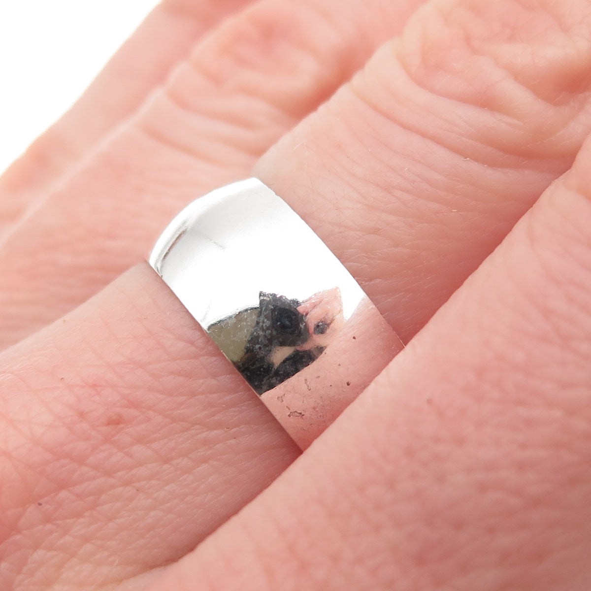 925 Sterling Silver Vintage Wide Band Ring Size 7