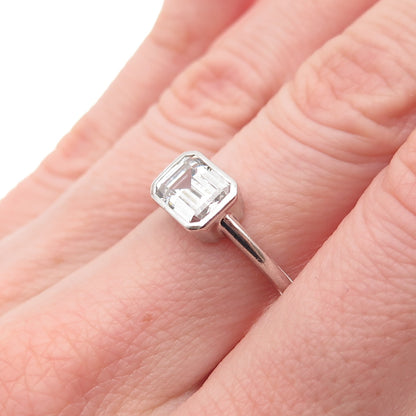 Lafonn 925 Sterling Silver Emerald-Cut C Z Engagement Ring Size 6