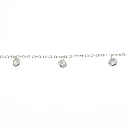 925 Sterling Silver Round-Cut Shaped C Z Ball Station Cable Link Bracelet 10"