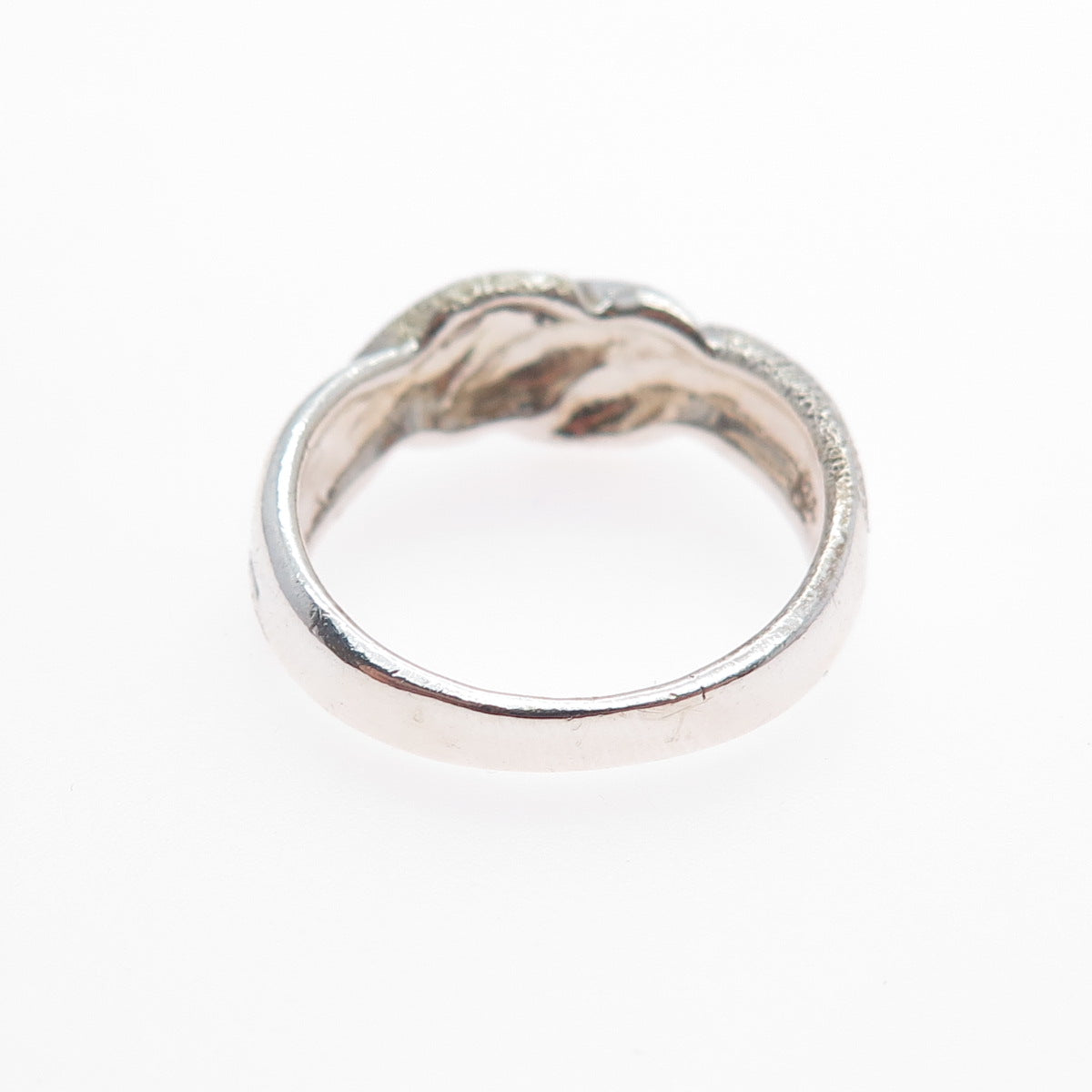 925 Sterling Silver Vintage Modernist Textured Twisted Ring Size 6