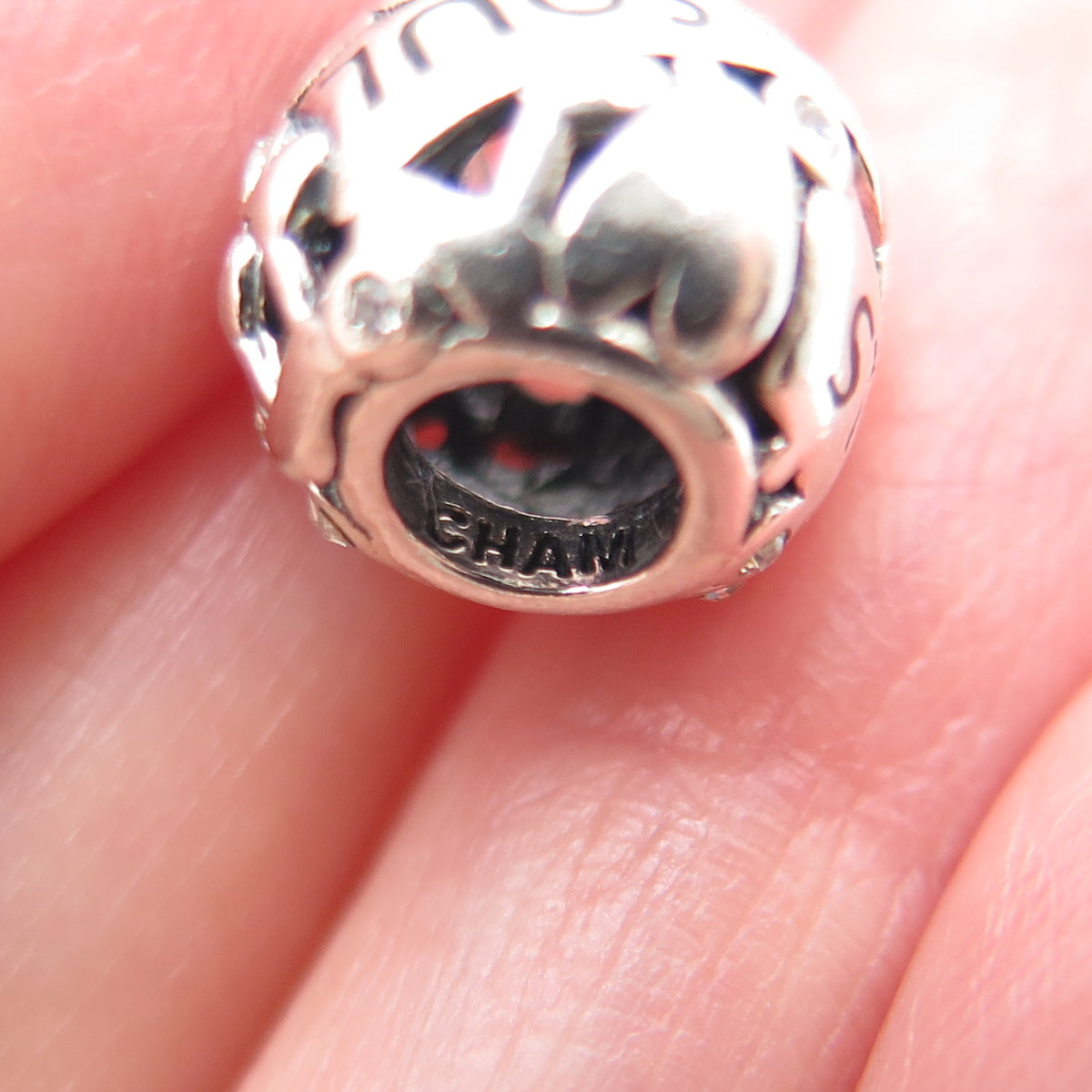 CHAMILIA 925 Sterling Silver Round-Cut C Z Music Heals The Soul Bead Charm