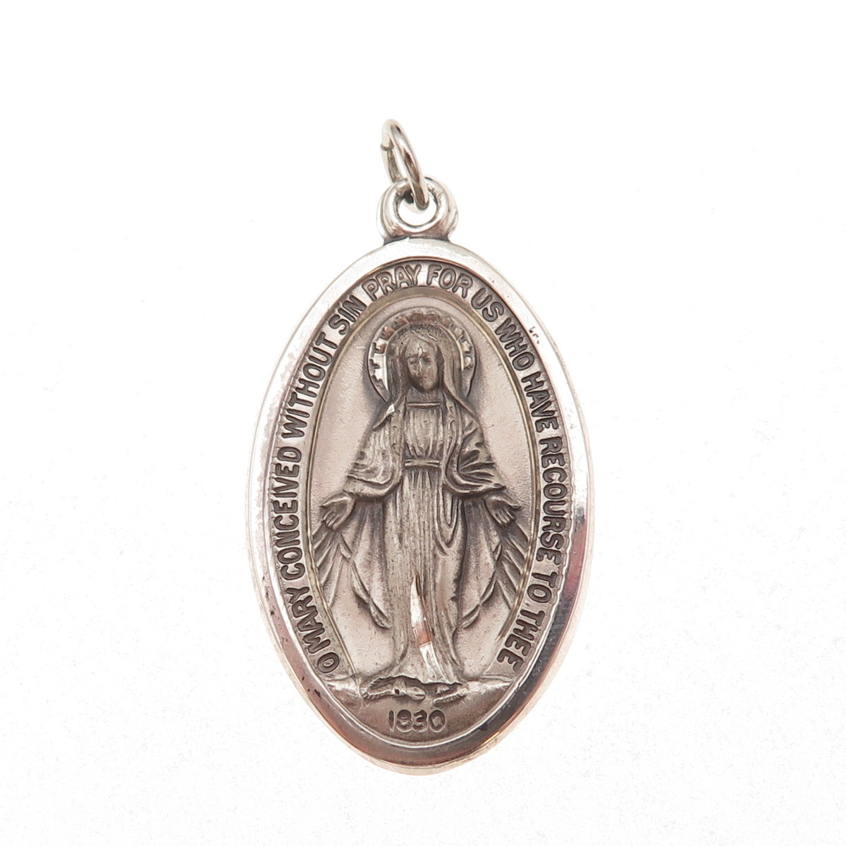 Regina Mfg Co. 925 Sterling Silver Vintage St. Mary Miraculous Medal Pendant