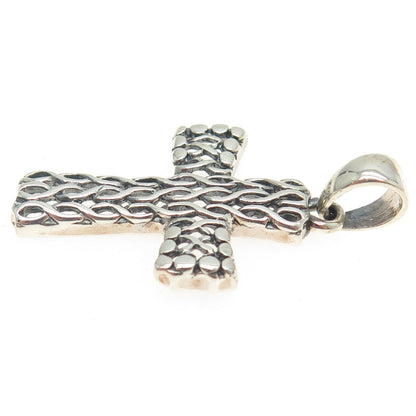 925 Sterling Silver Vintage Kali Woven Cross Pendant